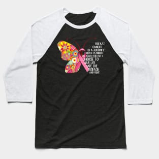 Butterfly Ribbon Breast Cancer Warrior Fight Baseball T-Shirt